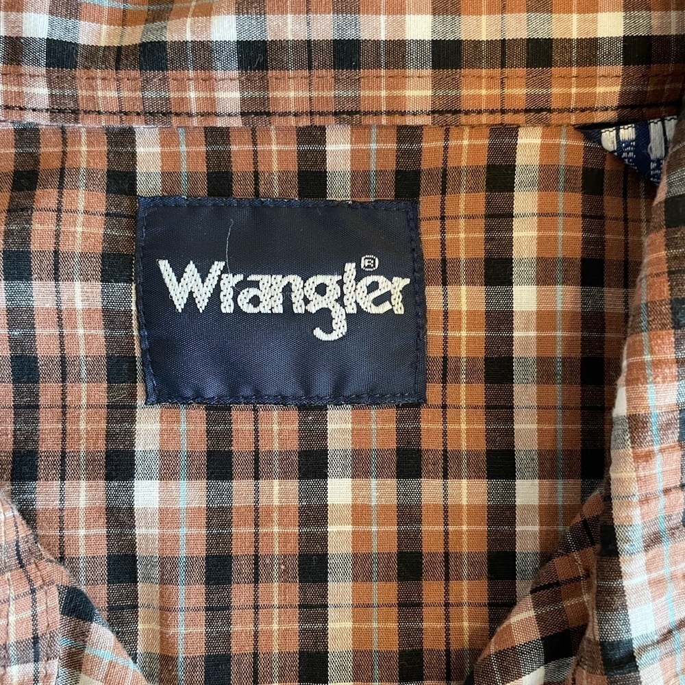 COPY - Wrangler Brown Small Checkered Long Sleeve Snap Closure Shirt Size XL - Picture 4 of 5